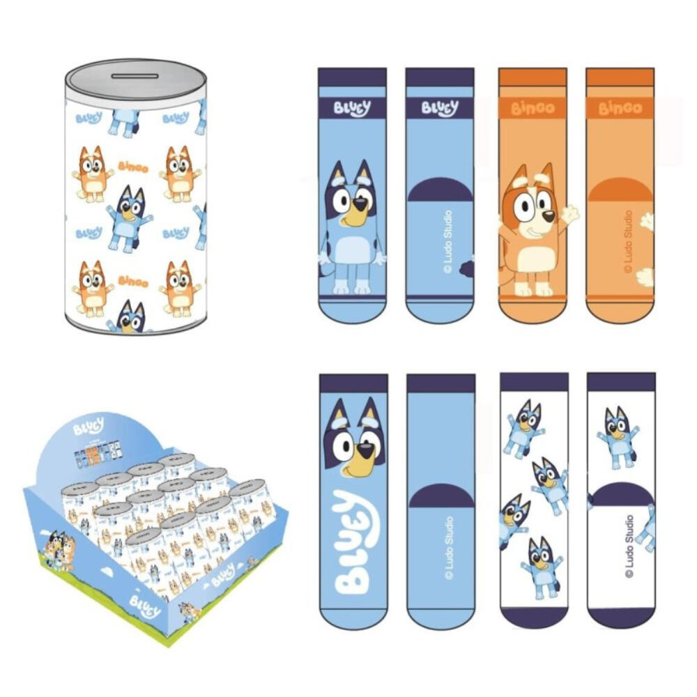 Pack 4 Calcetines en Lata Bluey Niño 2/3