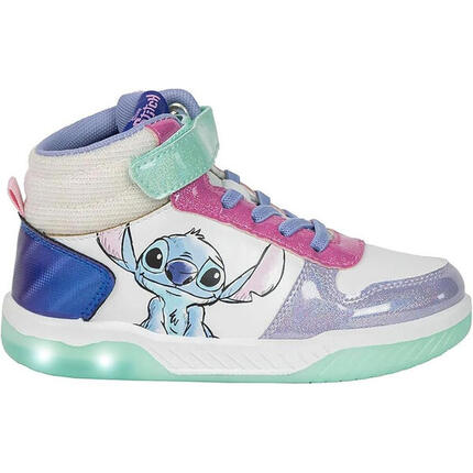 Zapatillas Deportivas Altas con Luces Stitch Blancas y Metalizado Niña