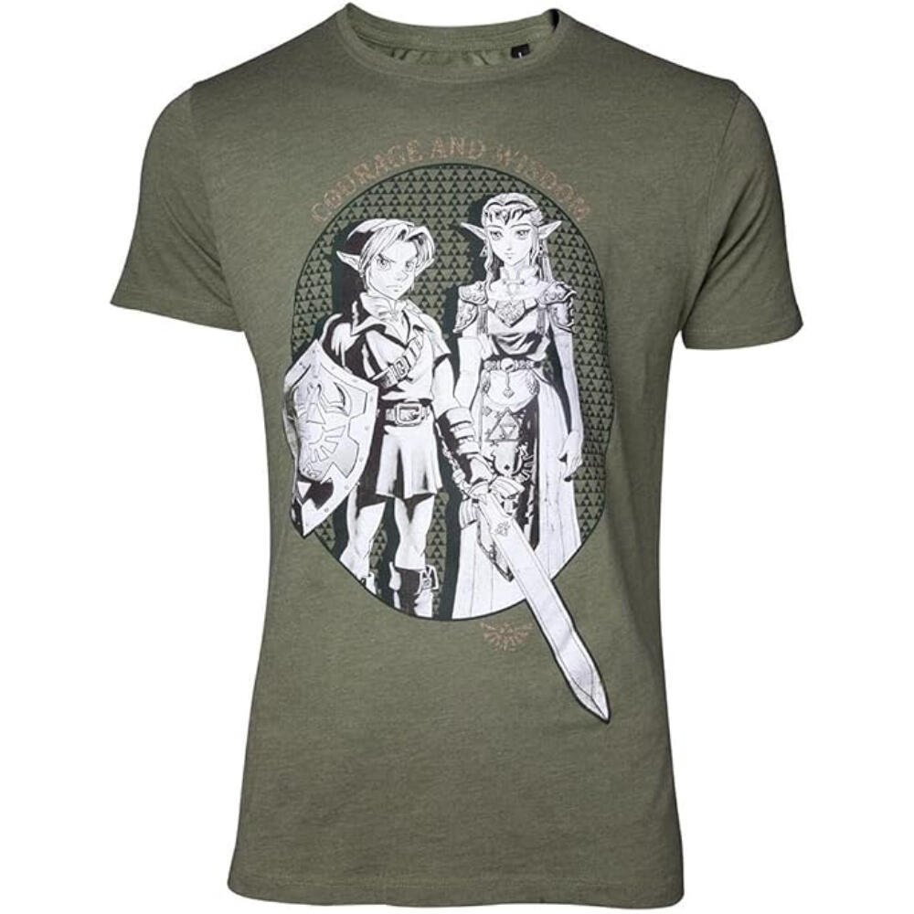 Camiseta - Deportivo - Hombre - Crop, Estampado Zelda - Verde 1/3