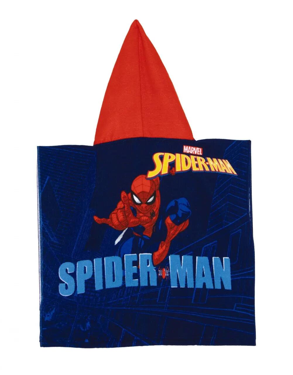 Prosop de plajă, Poncho, pentru copii, model Spiderman, 55x55 cm, Arditex 2/3
