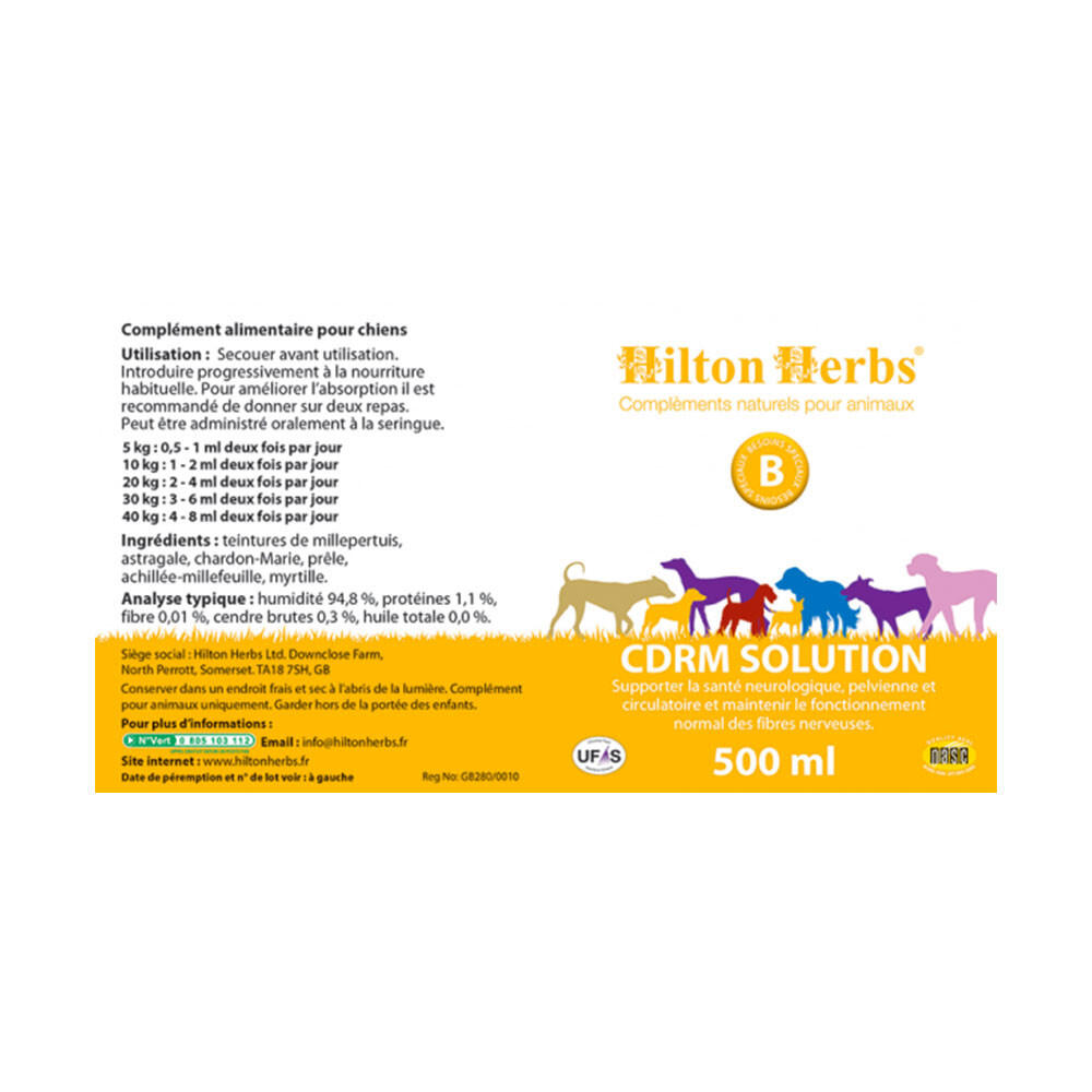 Heupen en beweging bij honden CDRM-oplossing Hilton Herbs 250 ml 2/2