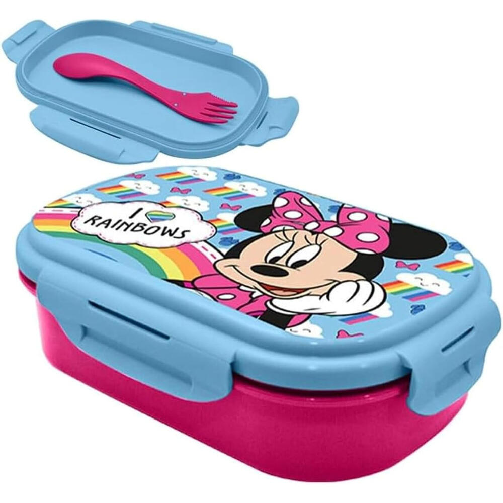 Sandwichera Compartimentos con Tenedor Minnie Mouse I Love Rainbows 2/3