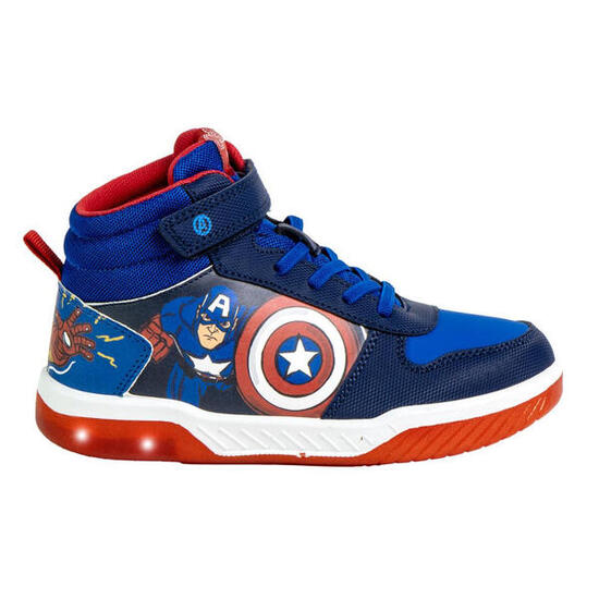 Zapatillas Deportivas Altas con Luces Avengers Azul Marino y Rojo Niño