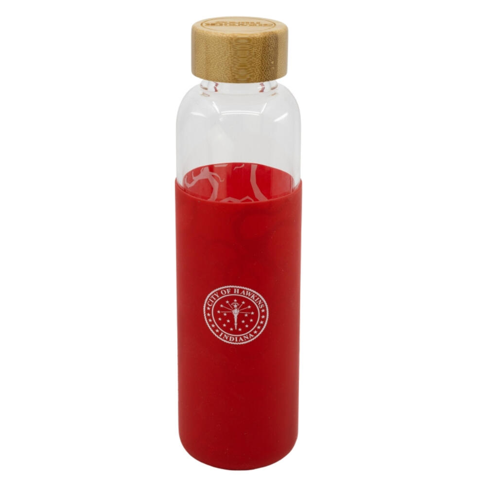 Botella cristal 585 ml, funda silicona - Stranger Things - Rojo 2/3
