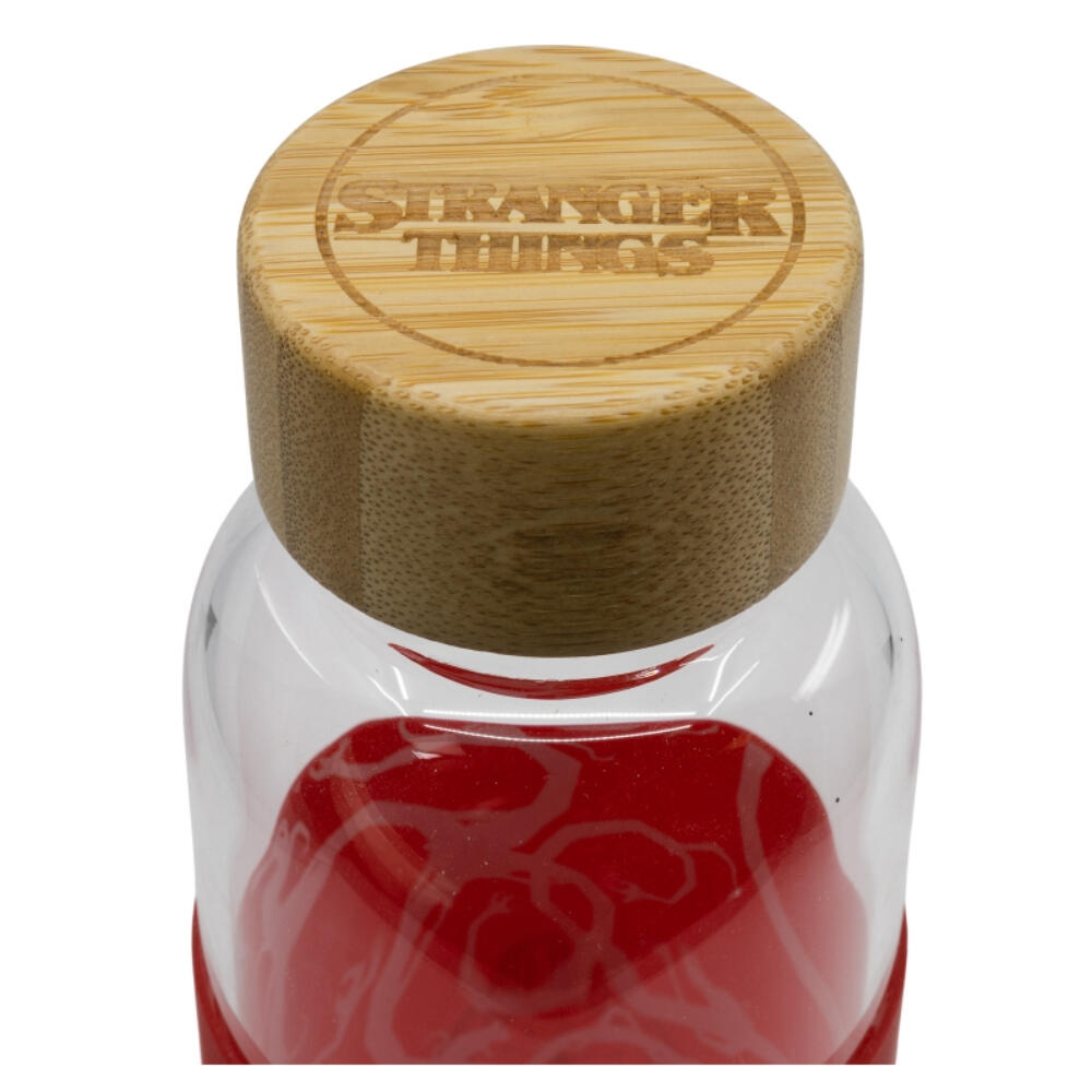 Botella cristal 585 ml, funda silicona - Stranger Things - Rojo 3/3