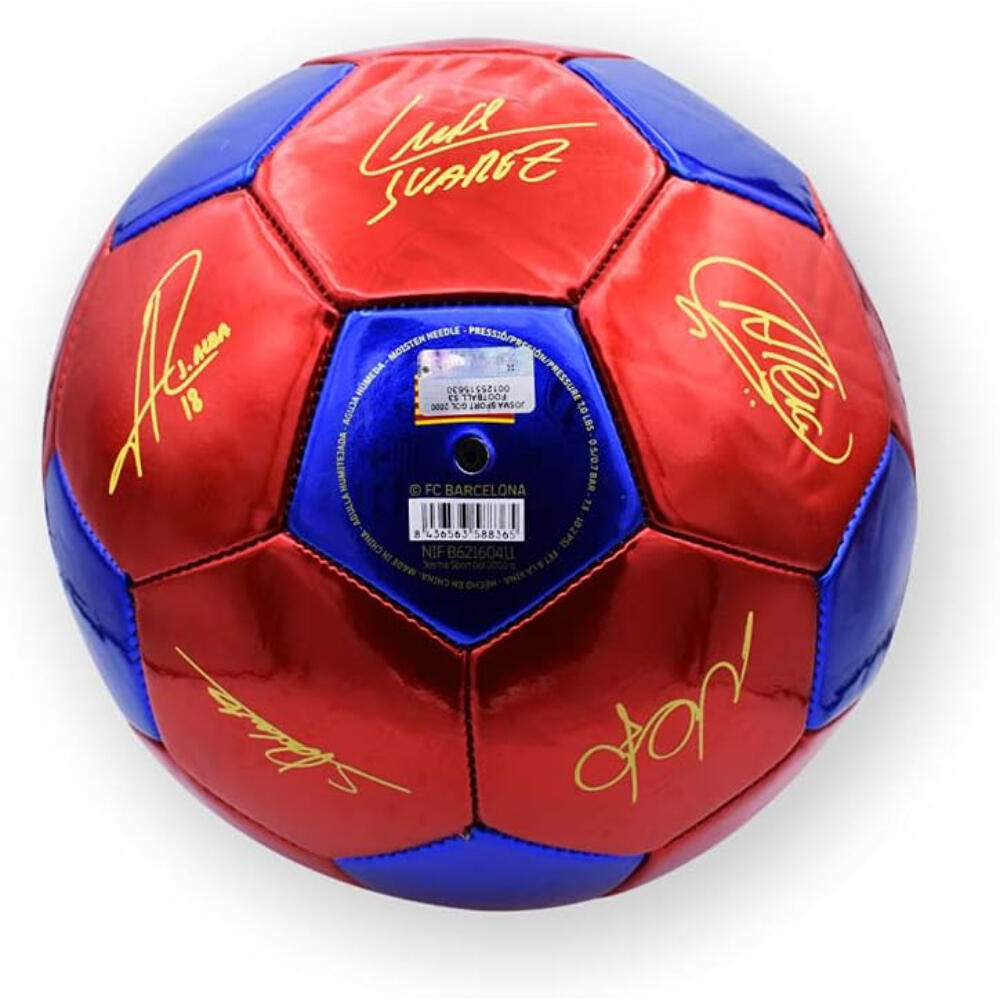 Balón Fc Barcelona Grande Rojo y Azul Firmado 2/3