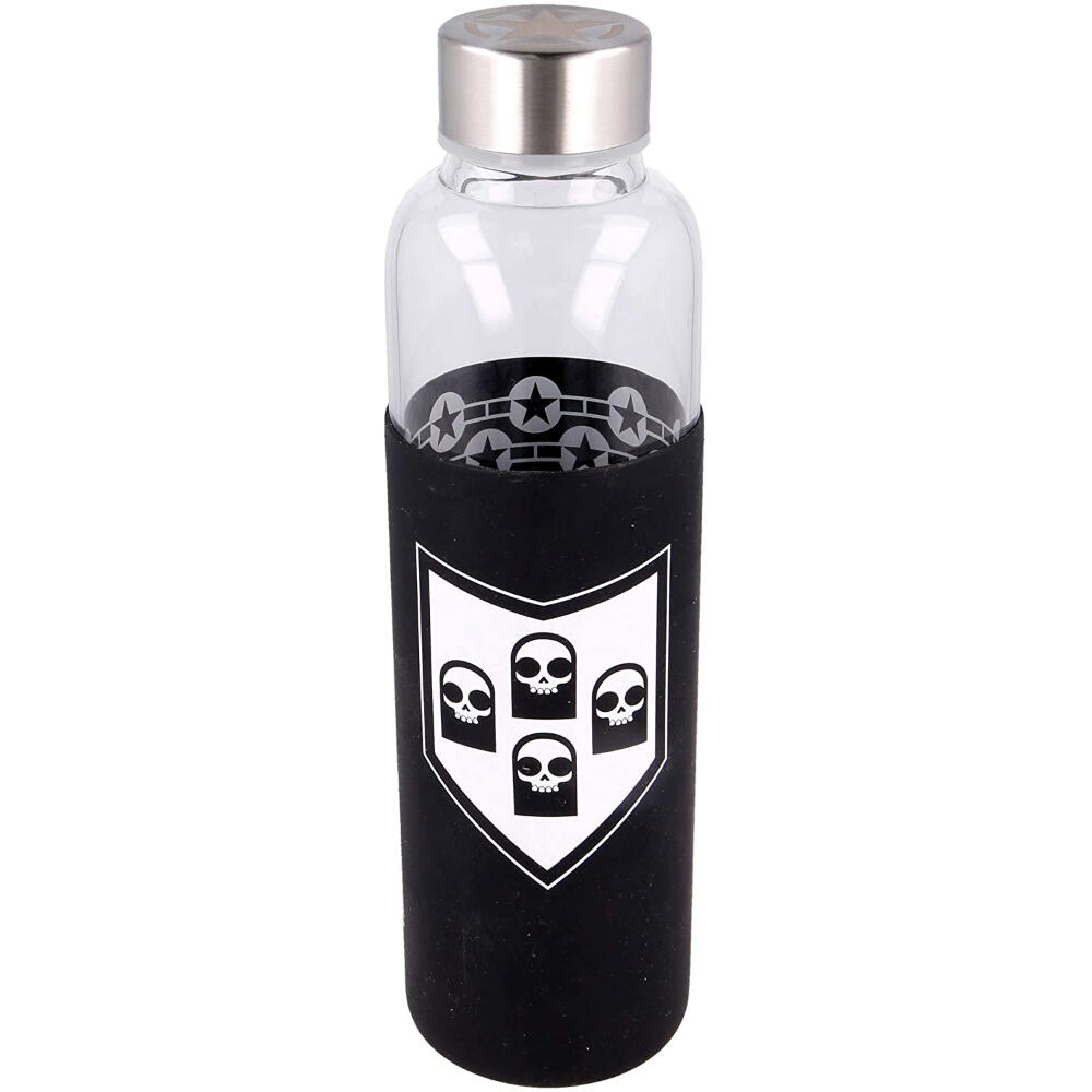 Botella de cristal - Bidón de viaje - Unisex - Funda de silicona, 585 ml - Negro 3/3