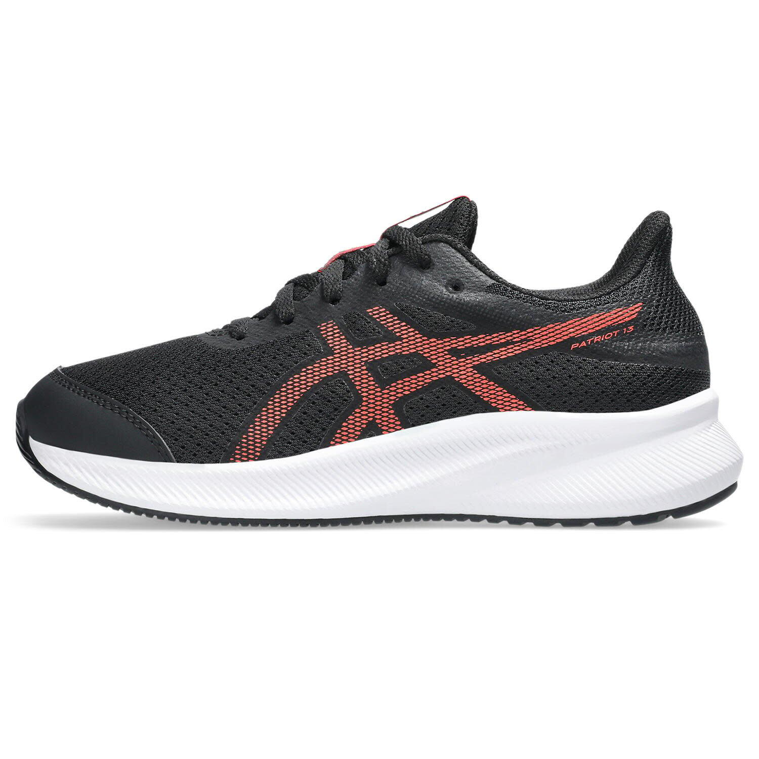 Chaussures De Running Enfants, Unisexe - ASICS Patriot 13 GS - Black/FlashRed 5/7