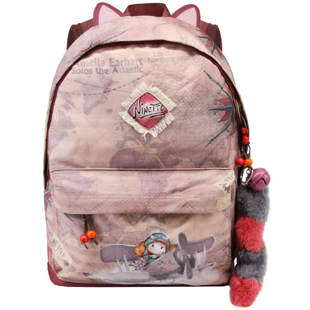 Mochila Unisex acolchada USB - Ninette Aviator - Marrón 2/3
