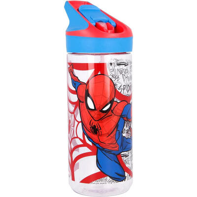 Botella De Plástico Tritan Premium Spiderman Urban Web 620 ML