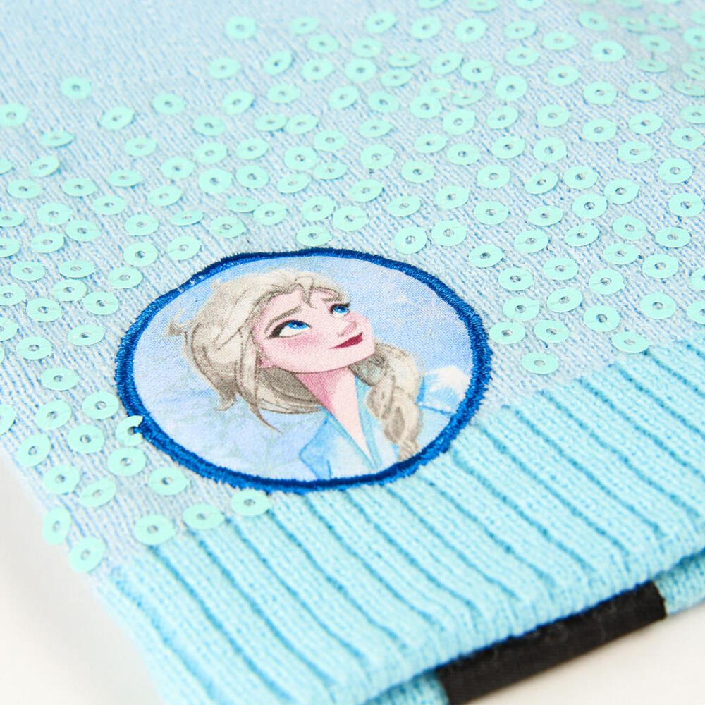 Gorro Con Pompón Frozen 2 Azul Con Lentejuelas Niña 3/3