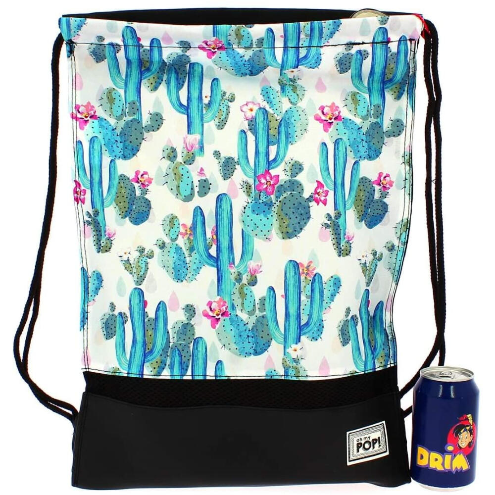 Saco Gymsack - Unisex - Estampado cactus, cordón - Negro 3/3