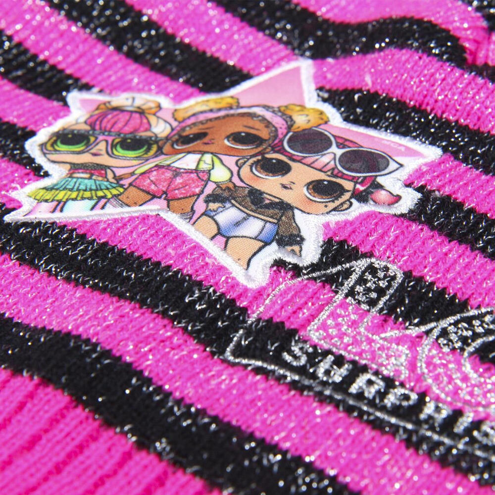Gorro Con Pompones Lol Surprise Fucsia A Rayas Niña 3/3