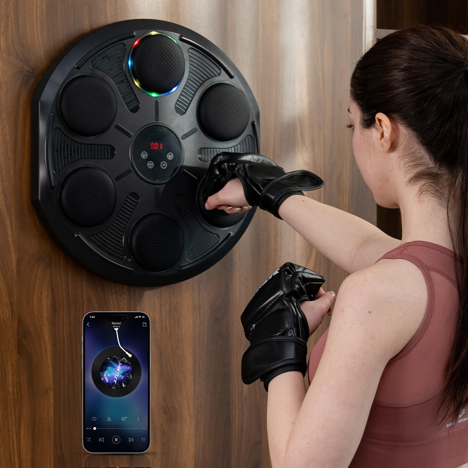 Inteligentny sprzęt do boksu – wyświetlacz, światła, dźwięk i łączność Bluetooth 5/5