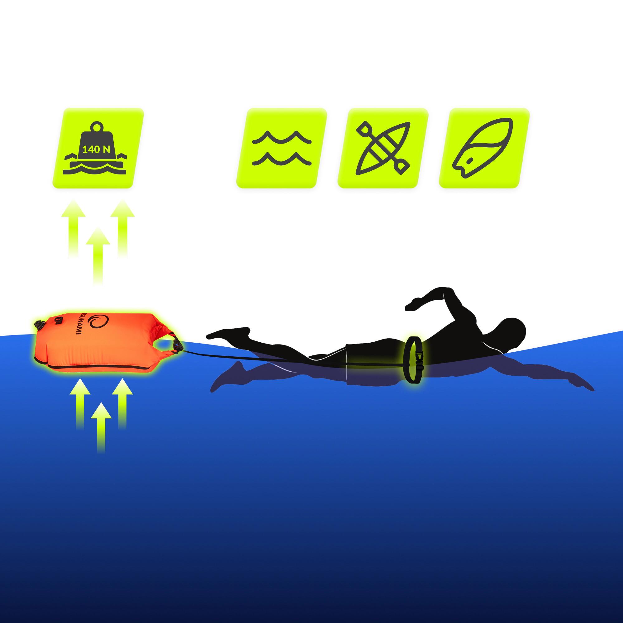 Boa Gonfiabile Sicurezza TSUNAMI 3in1 Nuoto Acque Aperte Zaino 35L 140N 2/7