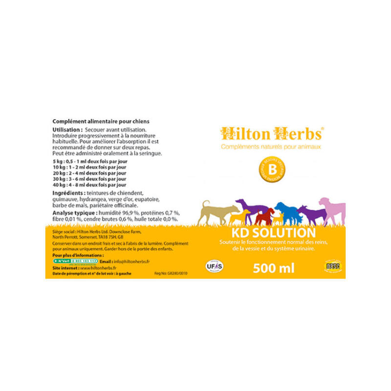 Système urinaire chien KD Solution Hilton Herbs 250mL