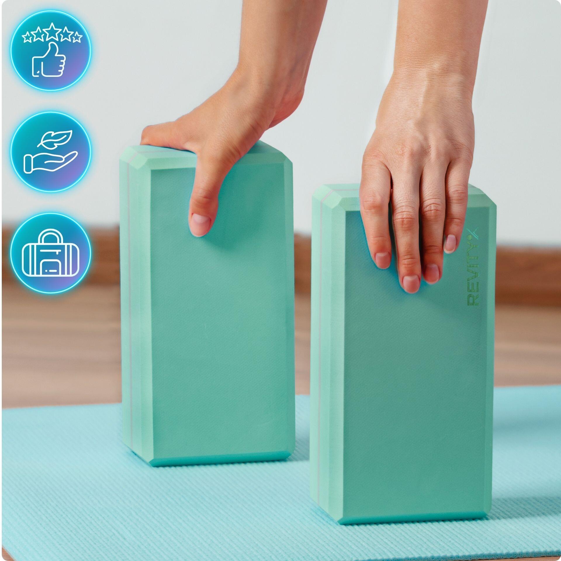 Bloques yoga de EVA - juego de 2 + plan de entrenamiento en PDF, menta 4/7