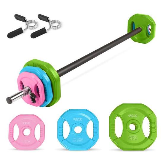 Langhantel-Set 20 kg 4FIZJO Fitness-Hantelset für Krafttraining