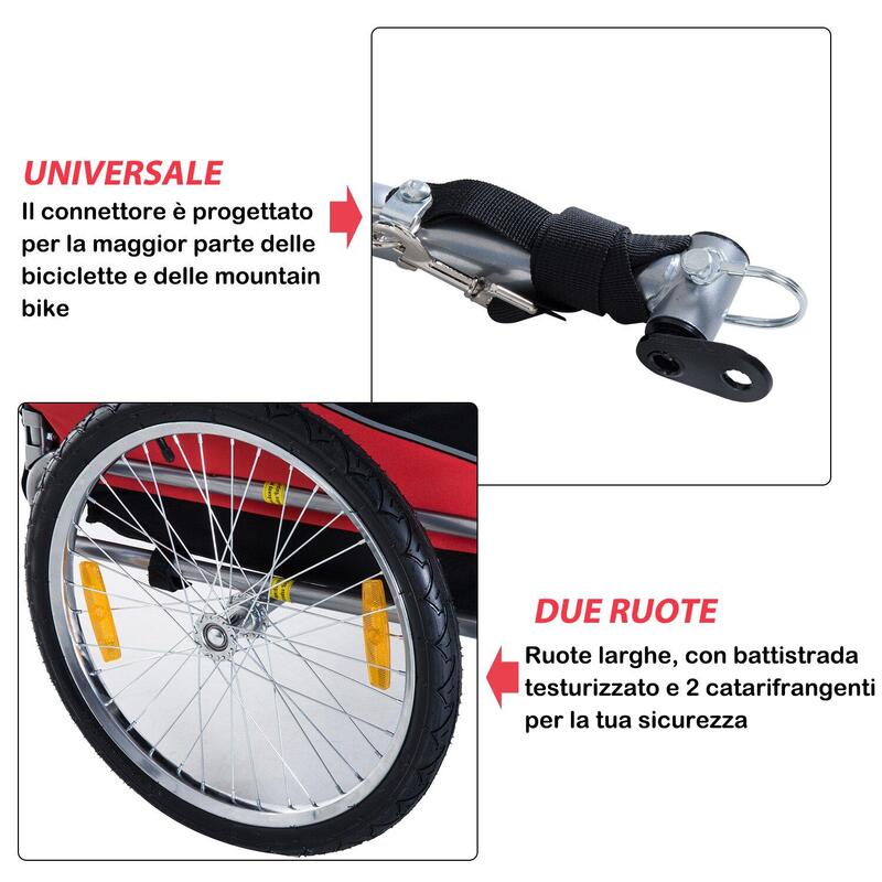 PawHut Remorcă Bicicletă pentru Câini și Animale Domestice, Roșu și Negru