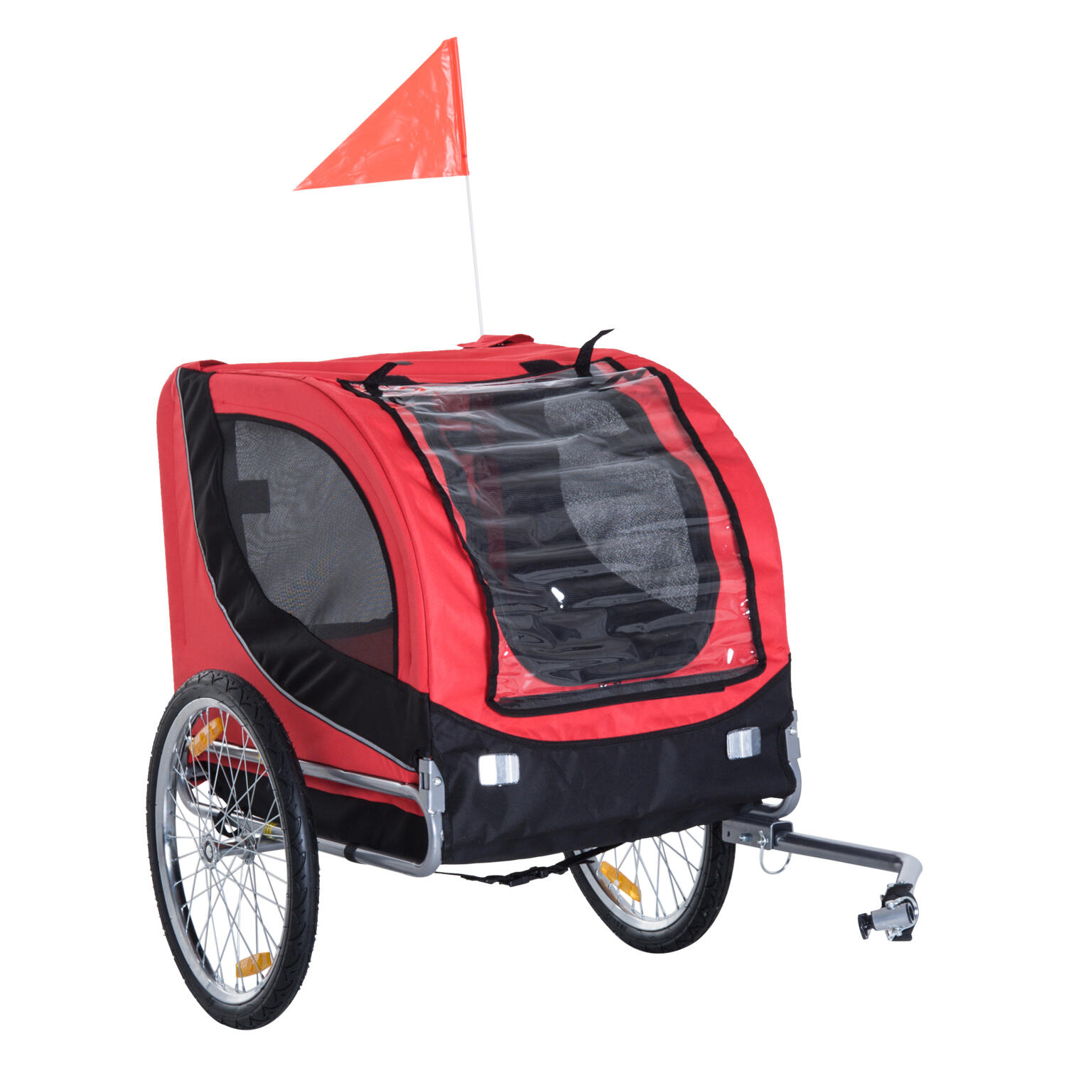 PAWHUT PawHut Carrello per Cani Rimorchio Bici in Acciaio e Tessuto Oxford Rosso e Nero