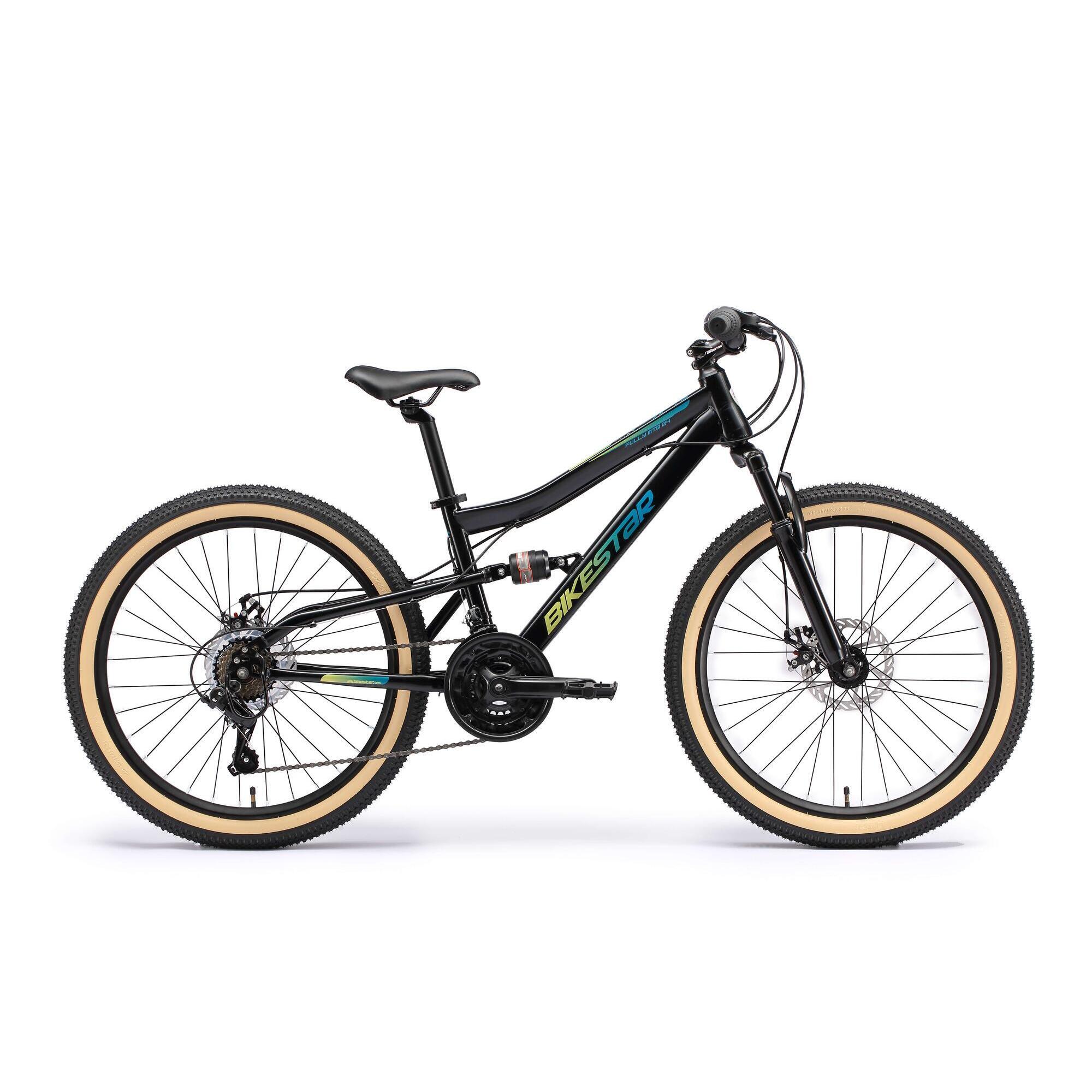 Bikestar - Vtt 24" Vélo Enfant 9 Ans, Tout Suspendu, 21 Vitesses, Frein À Disque - Vélo Enfant - Noir - 33 Cm - Decathlon
