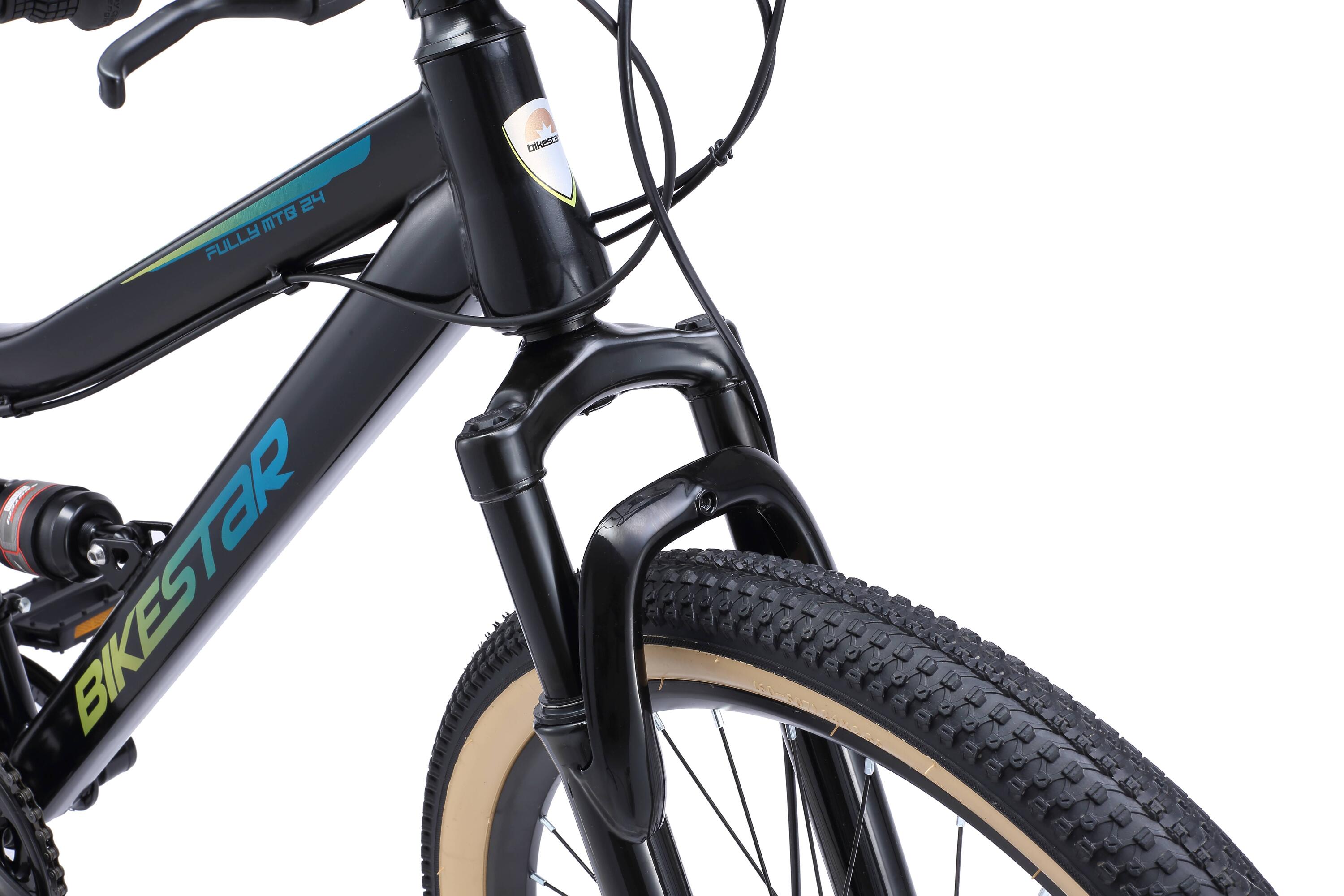 Bikestar MTB Fully staal 21speed 24inch zwart/petrol 3/6