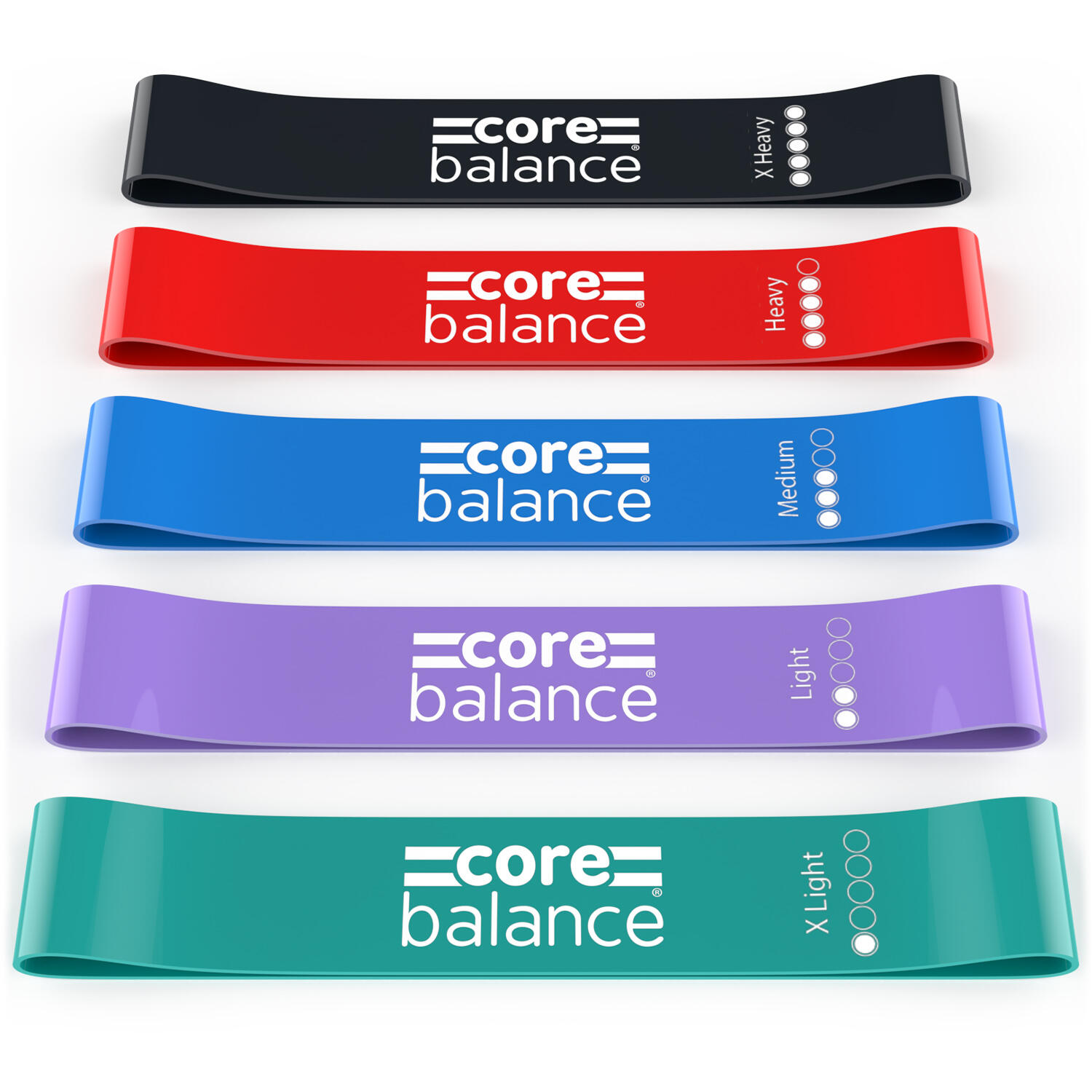 CORE BALANCE Resistance Loop Bands Mini Latex Exercise Yoga 5 Piece Set Core Balance