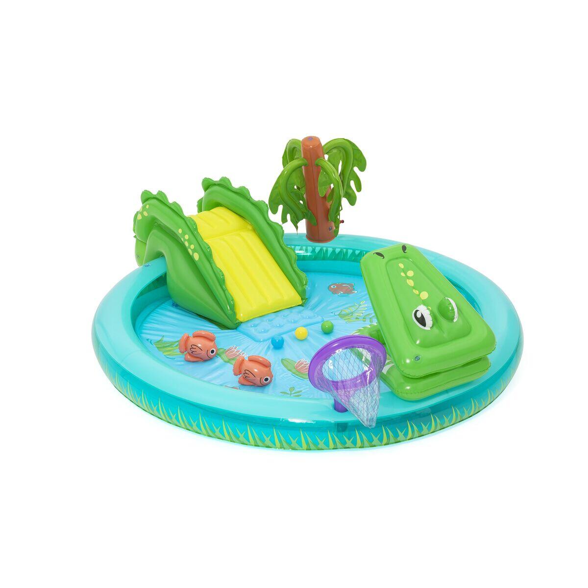 Bestway Crocodile Cove Play Center, Kids Paddling Pool with Slide 6/6