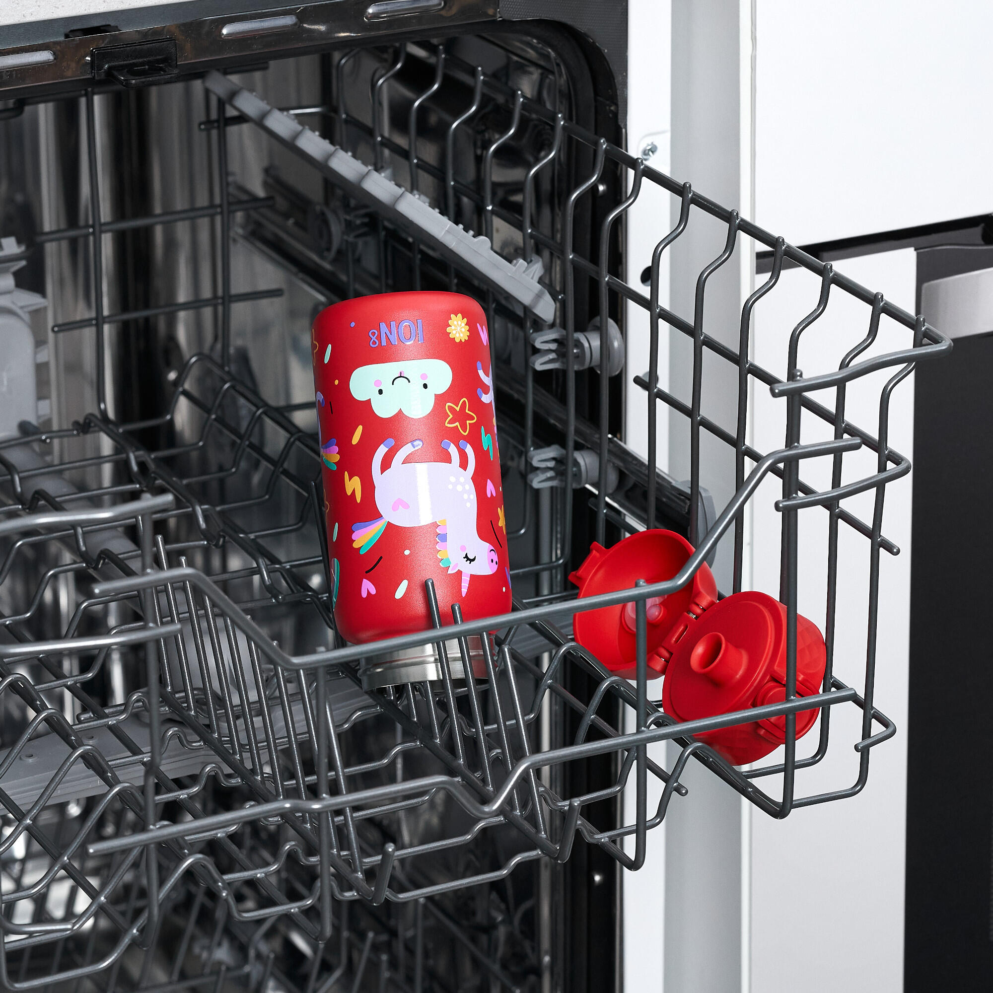 Butelka ION8 Single Wall I8SS400PRUNI Unicorns (Red) 6/8