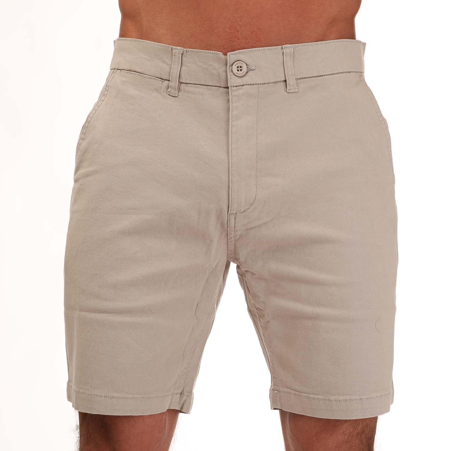 WEEKEND OFFENDER Mens Dillenger Cotton Twill Shorts (Stone)