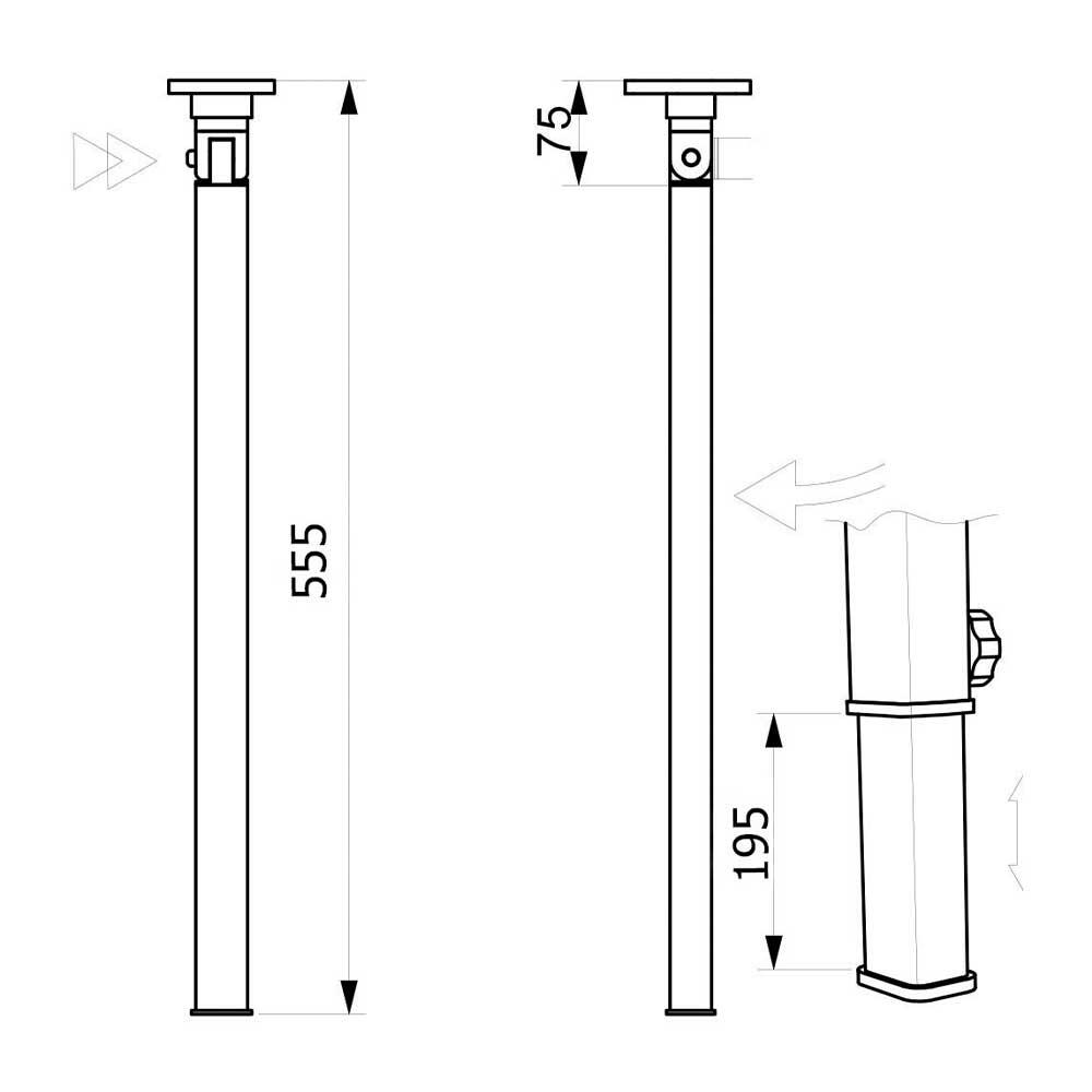 Pata plegable y extensible Astro para mesa camper 2/7