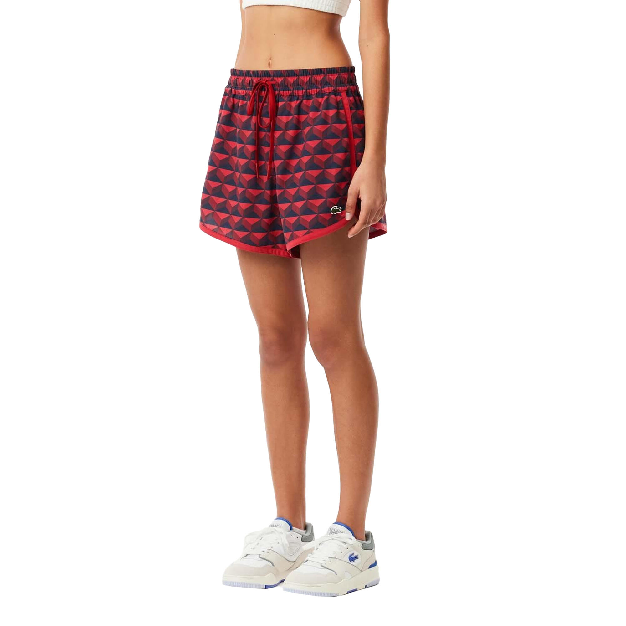 Womens/Ladies Graphic Print Draped Shorts (Red) 3/3