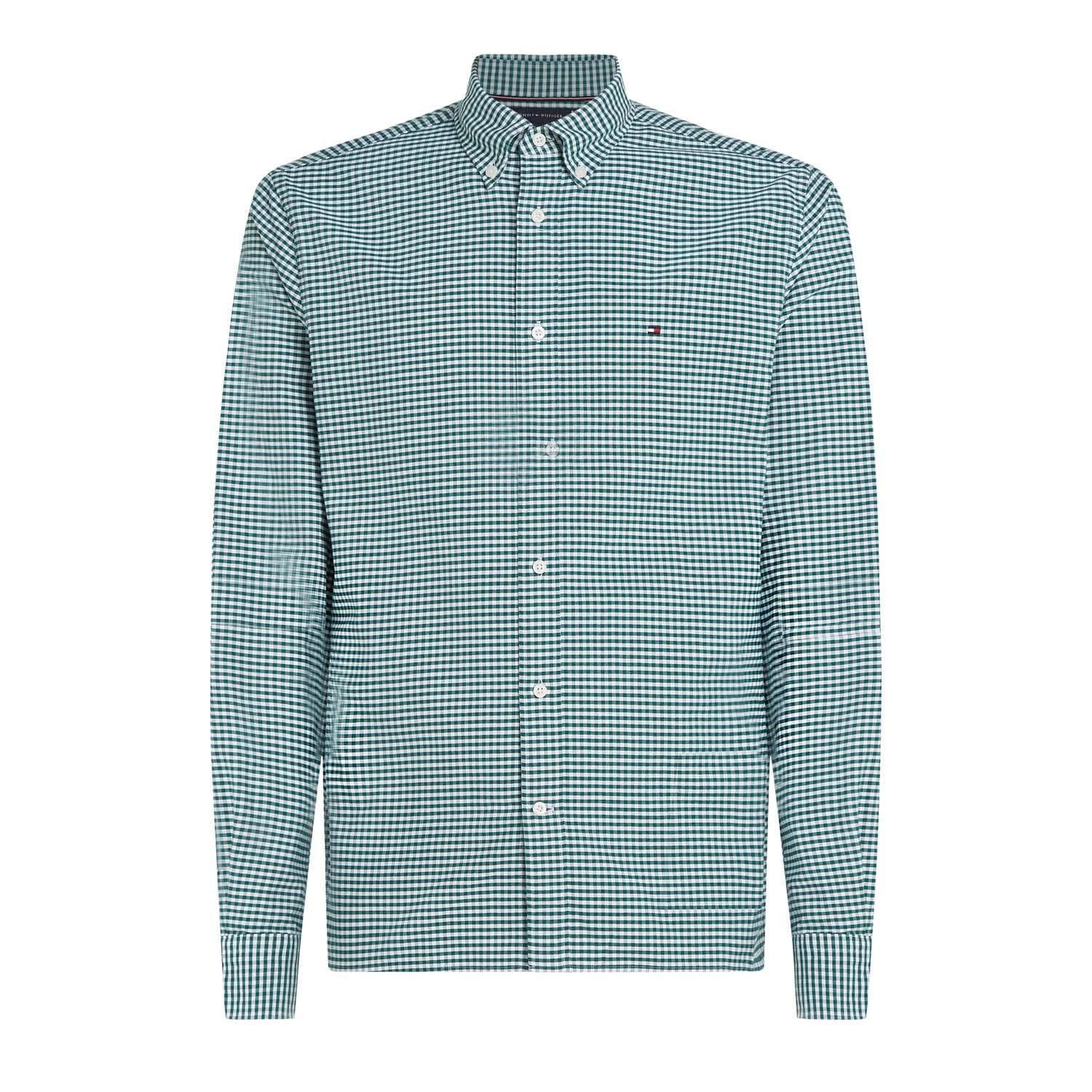 TOMMY HILFIGER Mens Gingham Check Oxford Regular Shirt (Green)