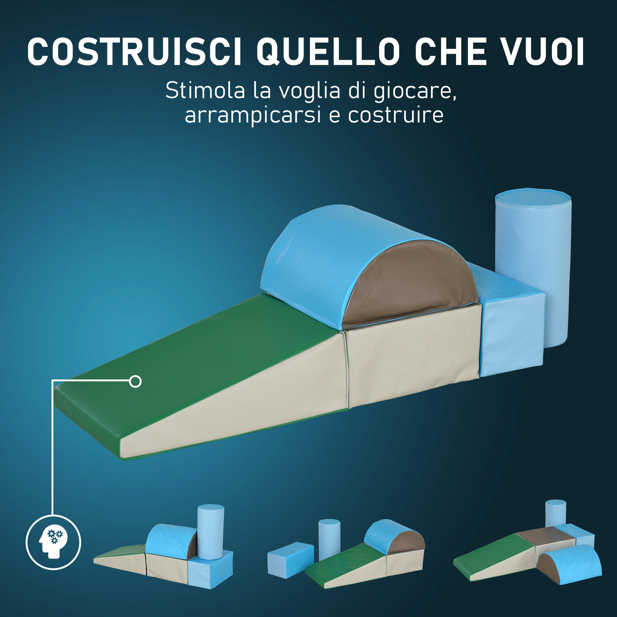 HOMCOM Set 5 Costruzioni Morbide per Bambini Età da 1-3 Anni per Casa e Scuola 5/6