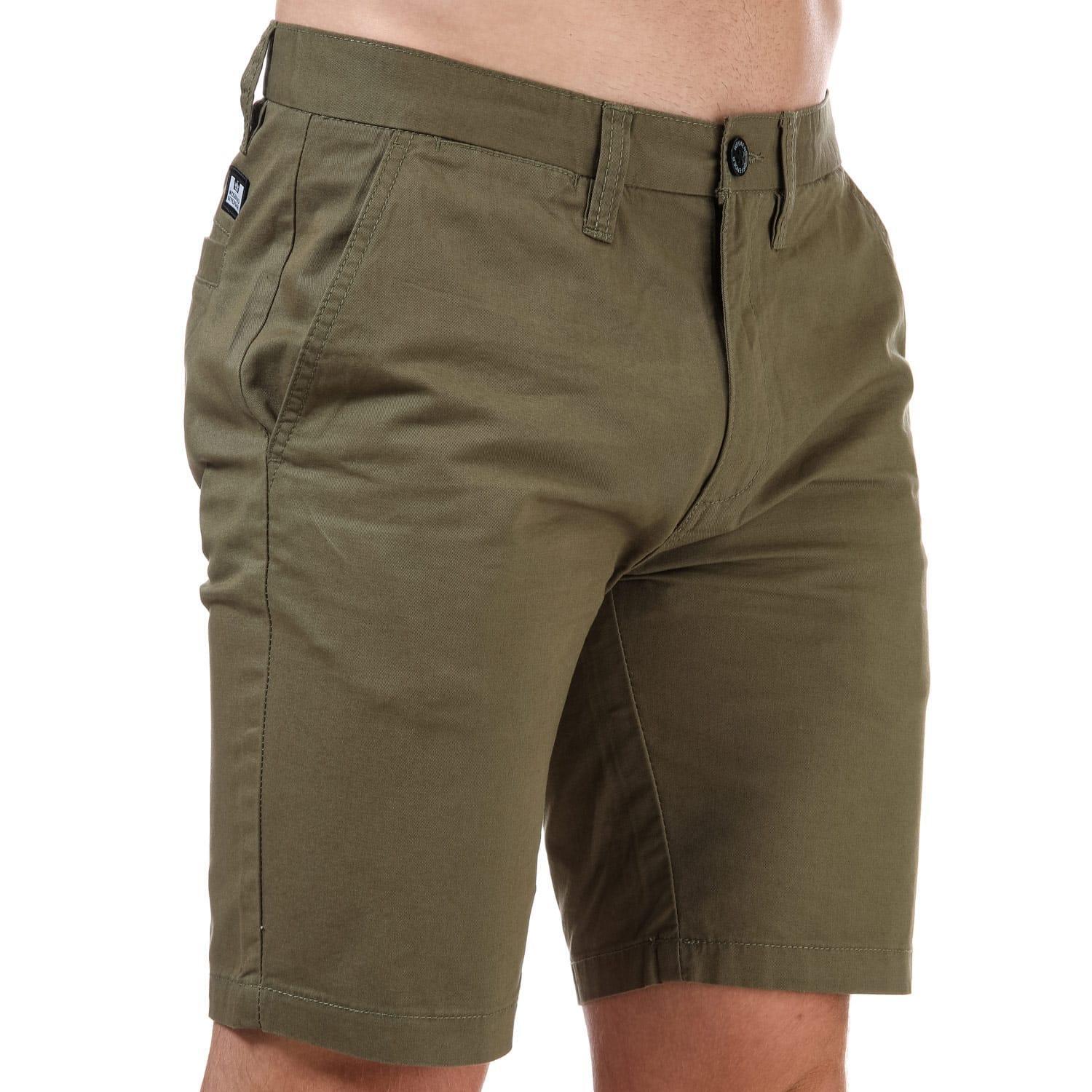 WEEKEND OFFENDER Mens Dillenger Cotton Twill Shorts (Khaki)