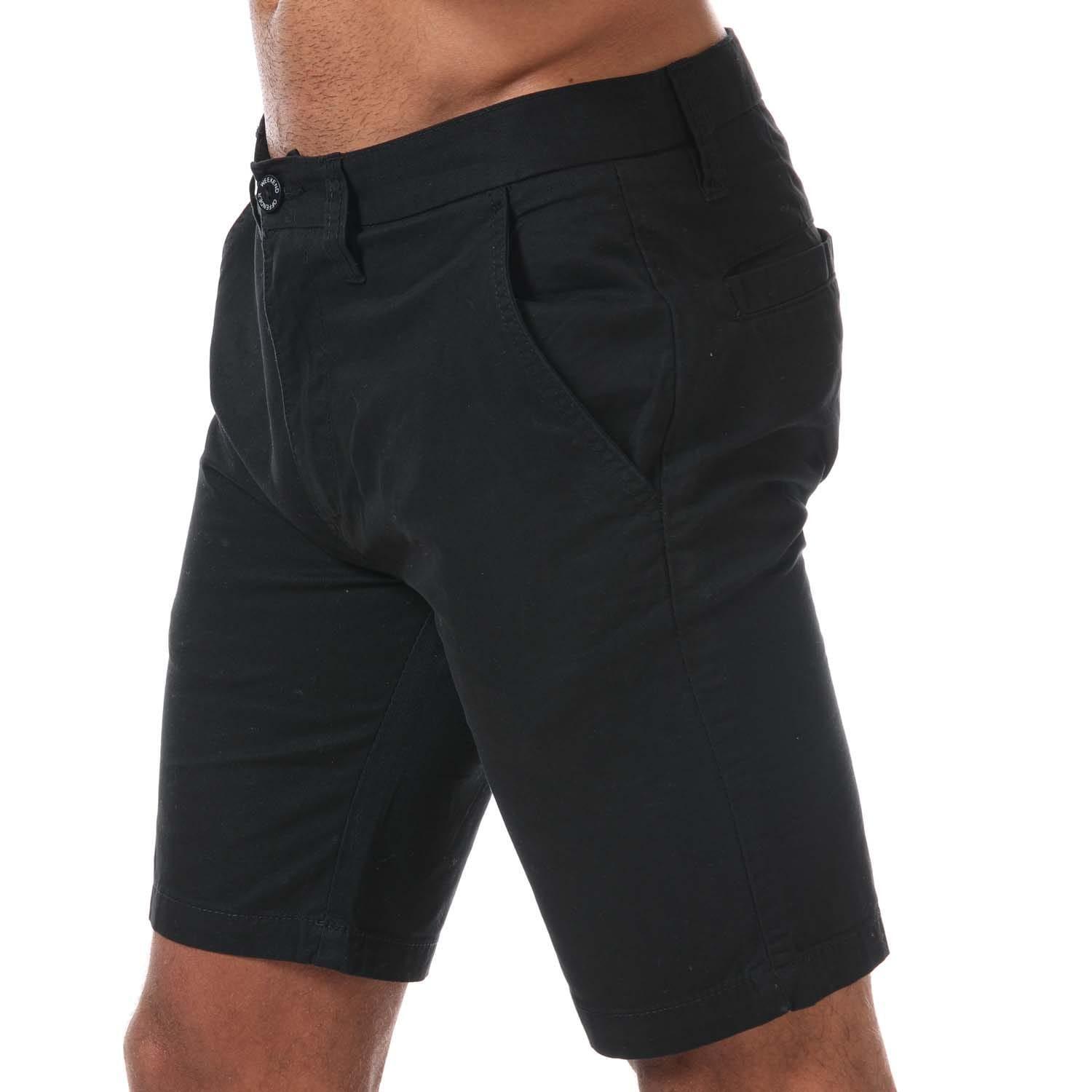 WEEKEND OFFENDER Mens Dillenger Cotton Twill Shorts (Black)
