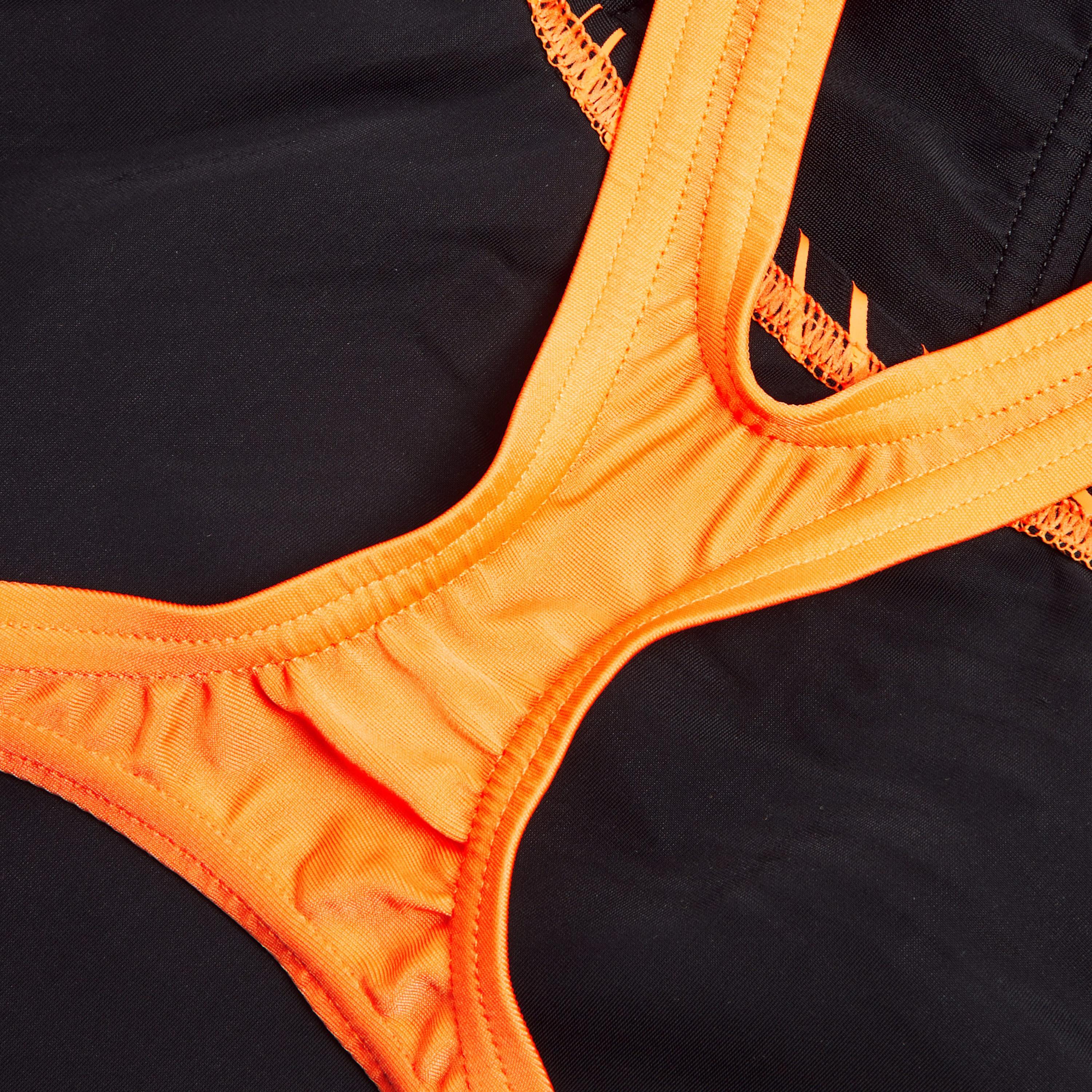 Girls Medley Medalist Logo One Piece Swimsuit (Black/Orange) 4/4