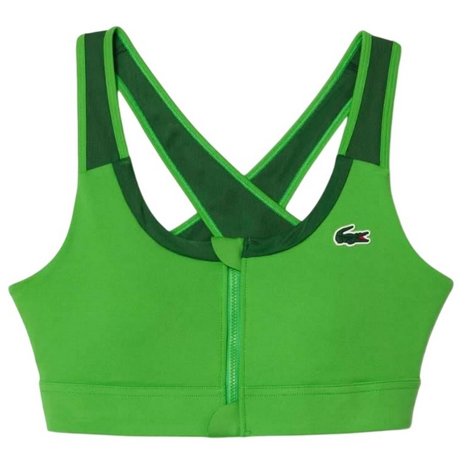 LACOSTE Brassière Donna Lacoste verde in poliestere riciclato, zip frontale