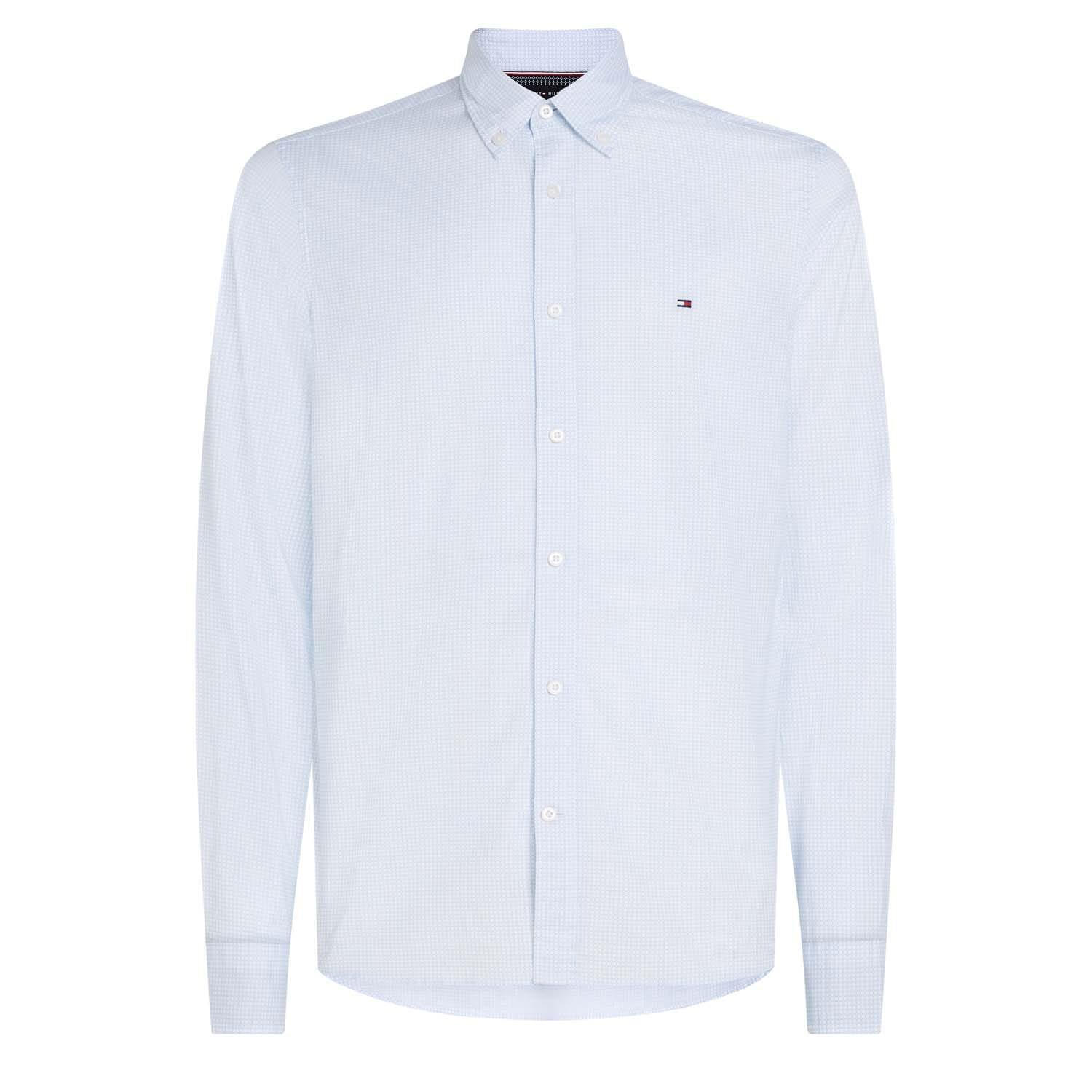 TOMMY HILFIGER Mens Micro Foulard Flexible Shirt (Blue)