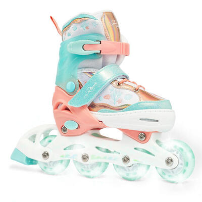 Patines ajustables Ruedas luminosas LED Isla Naranja/Menta
