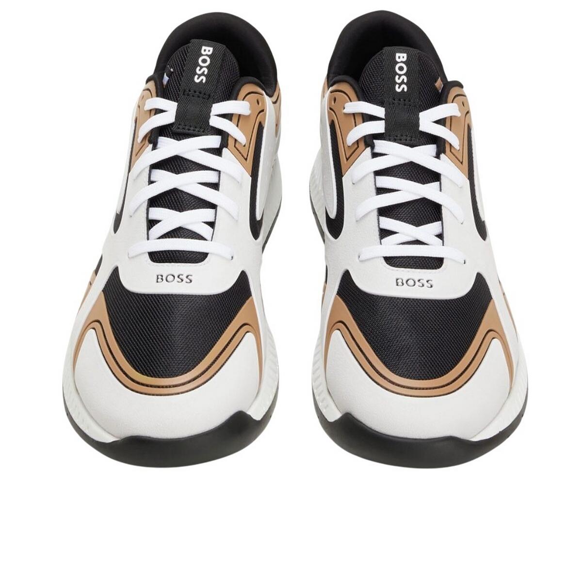Mens Titanium Leather Running Trainers (Beige) 4/4