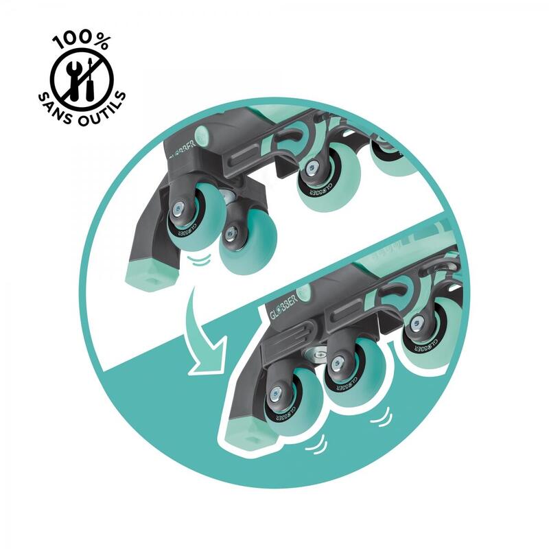 Rollers évolutifs 2-en-1 Taille XS-S du 26 au 29 - Vert menthe
