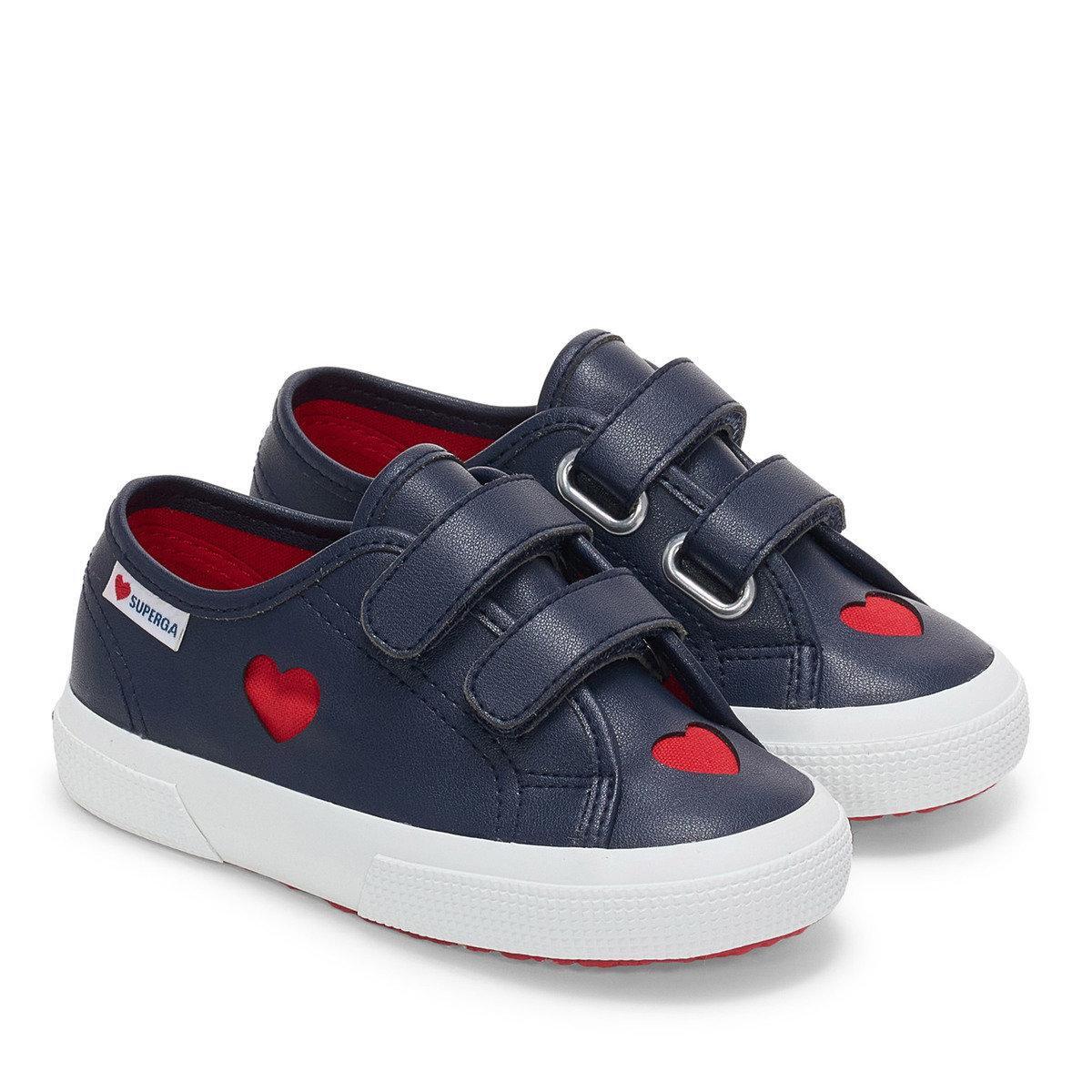 Childrens/Kids 3750 Leggera Hearts Vegan Trainers (Navy/Red) 1/4