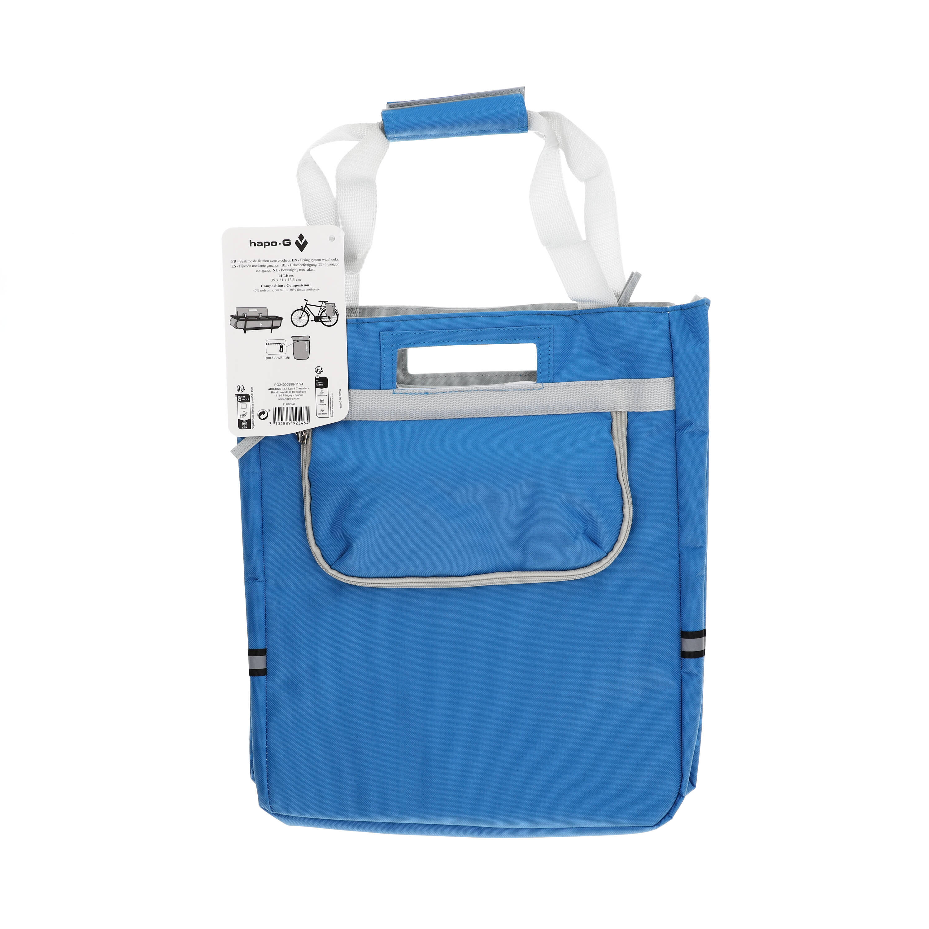 Sac isotherme porte bagage 14L Bleu/Gris - Vélo électrique, VTT, VTC - HAPO-G 4/7