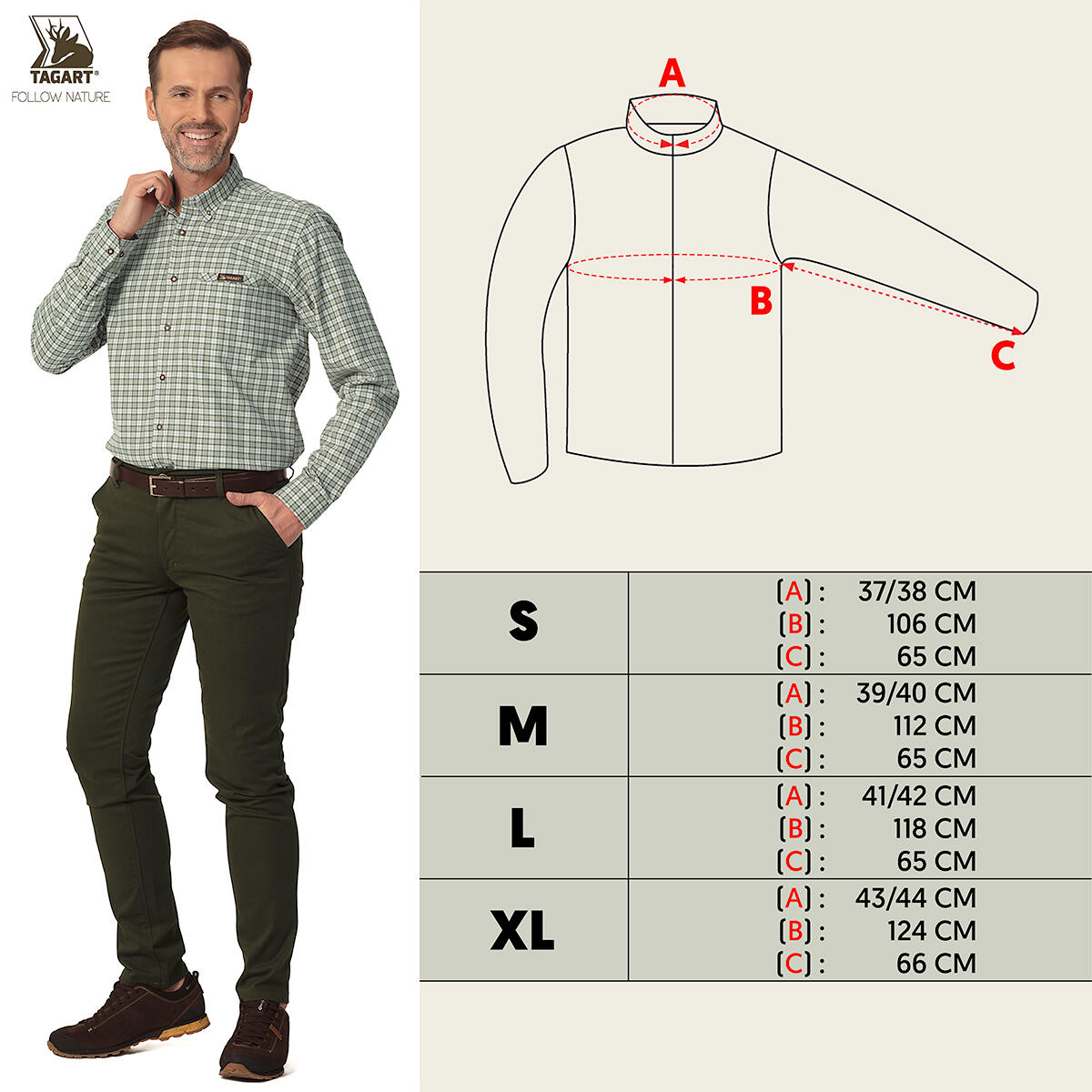 Pánská flanelová lovecká košile Tagart Oak SLIM 2/4