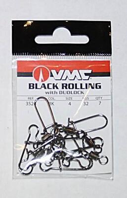 VMC Black Rolling Swivel mit Duolock Snap Gr.4 32kg 7 Stück