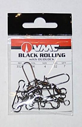 VMC Black Rolling Swivel mit Duolock Snap Gr.2 39kg 5 Stück