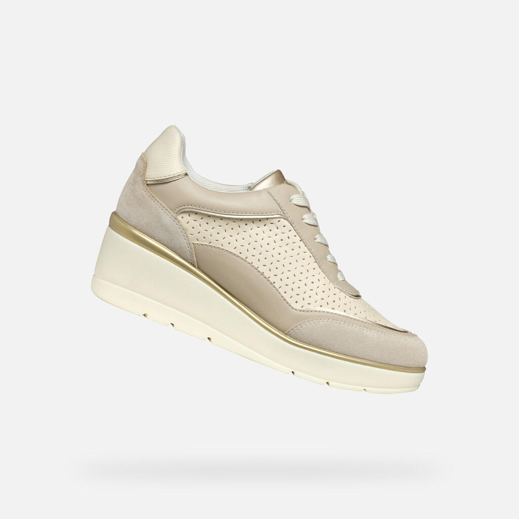Geox - Baskets Femme Ilde Woman Beige/beige Clair - Chaussures De Sport - Beige - 40 M - Decathlon