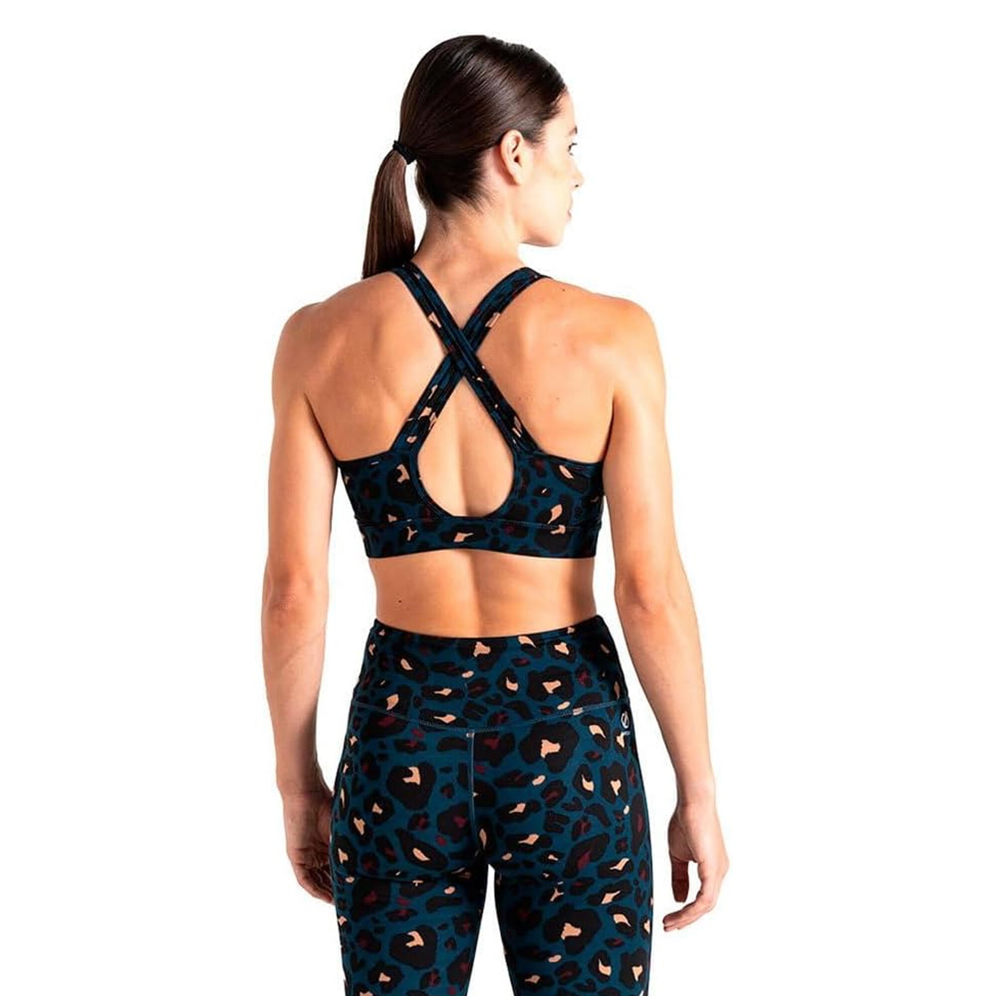 Womens/Ladies Swift II Animal Print Sports Bra (Moonlight Denim) 4/5