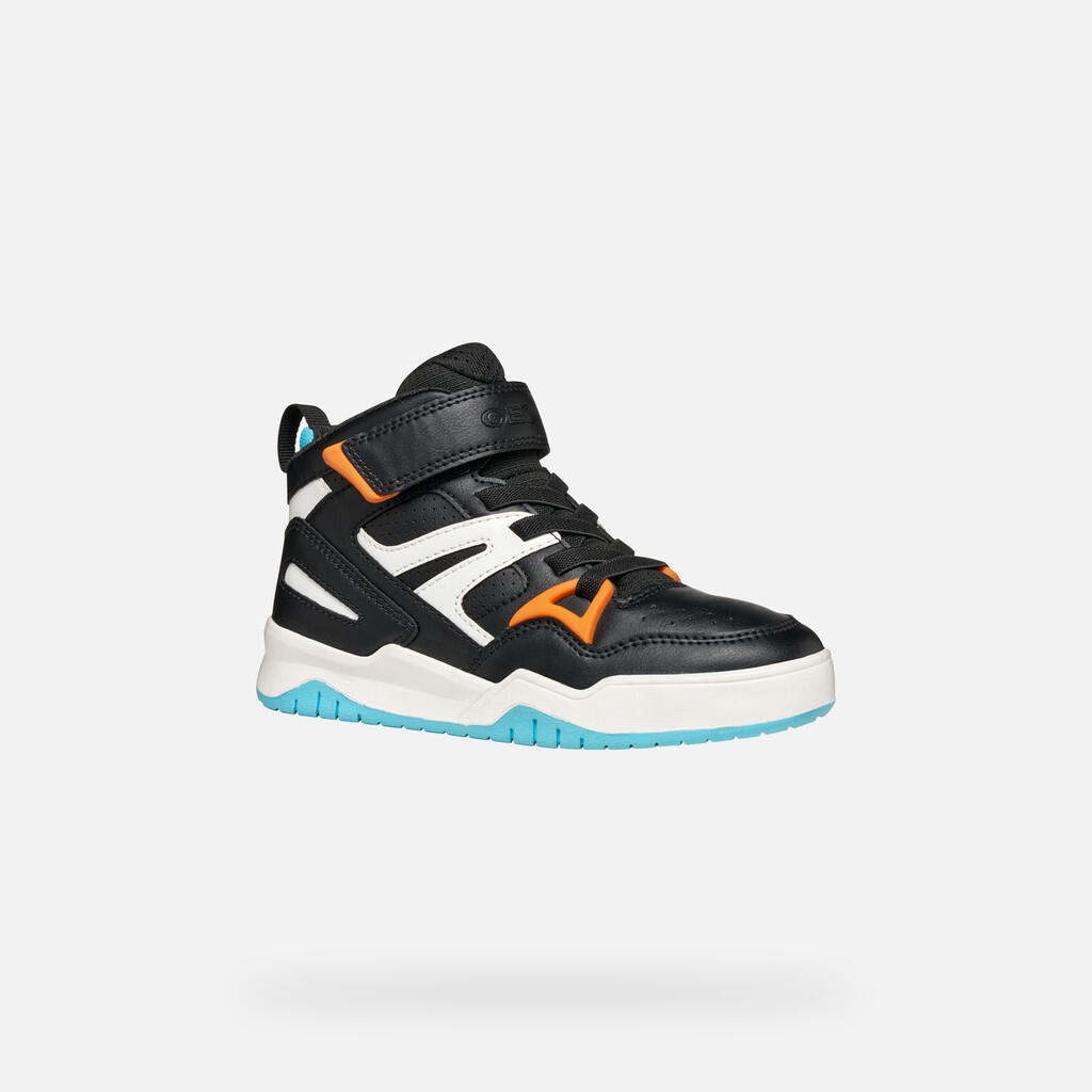 Baskets Garçon J PERTH BOY Noir/Orange 4/7